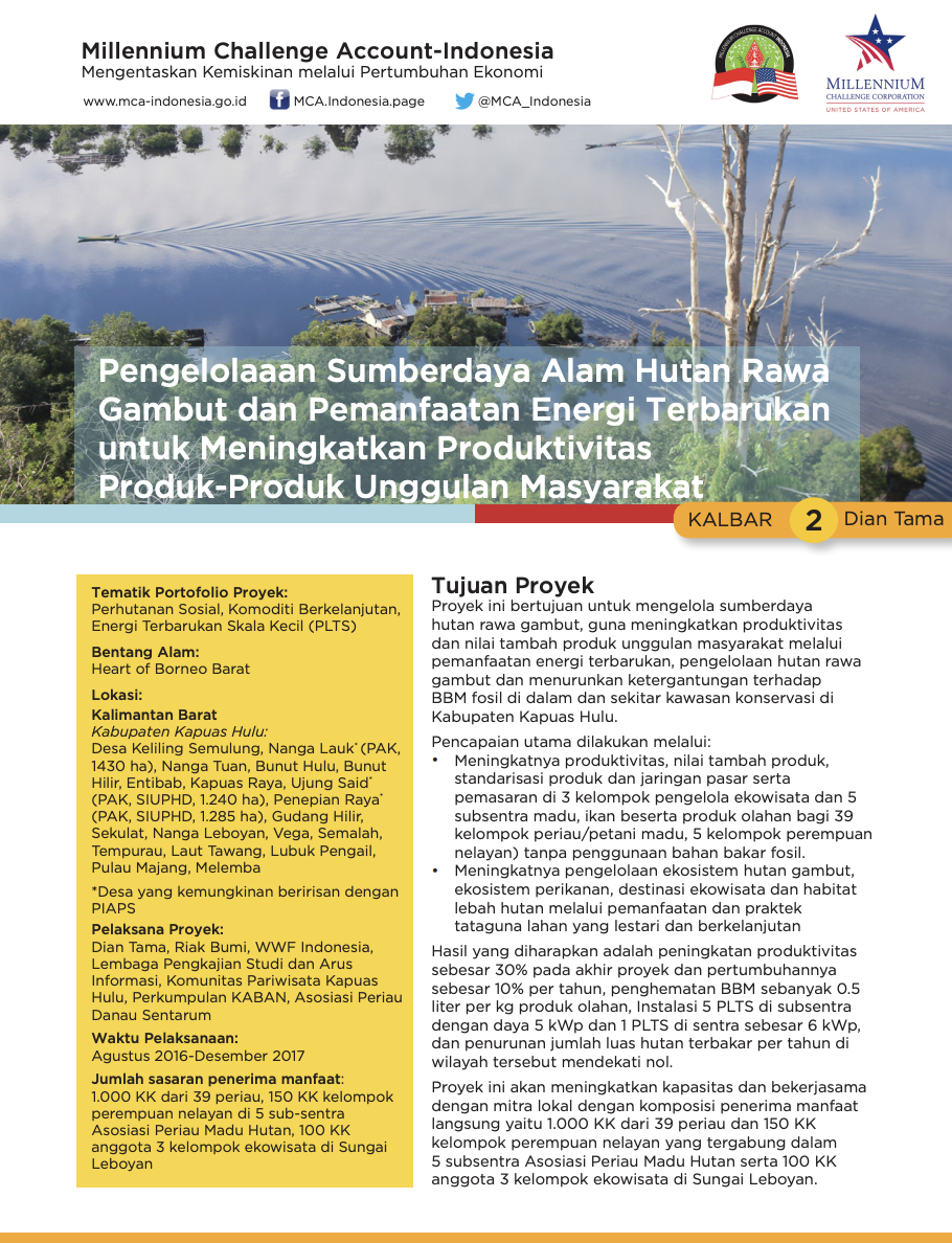 Pengelolaaan Sumber Daya Alam Hutan Rawa Gambut dan Pemanfaatan Energi Terbarukan untuk Meningkatkan Produktivitas Produk-Produk Unggulan Masyarakat