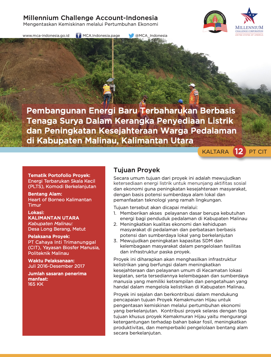 Pembangunan Energi Baru Terbaharukan Berbasis Tenaga Surya Dalam Kerangka Penyediaan Listrik Dan Peningkatan Kesejahteraan Warga Pedalaman Di Kabupaten Malinau, Kalimantan Utara