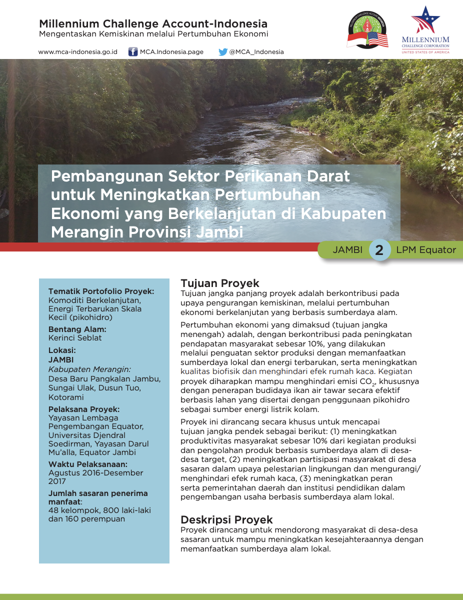 Pembangunan Sektor Perikanan Darat untuk Meningkatkan Pertumbuhan Ekonomi yang Berkelanjutan di Kabupaten Merangin Provinsi Jambi