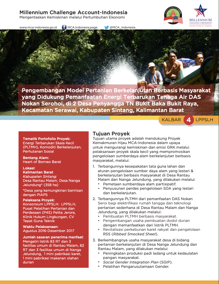 Pengembangan Model Pertanian Berkelanjutan Berbasis Masyarakat Yang Didukung Pemanfaatan Energi Terbarukan Tenaga Air DAS Nokan Serohoi