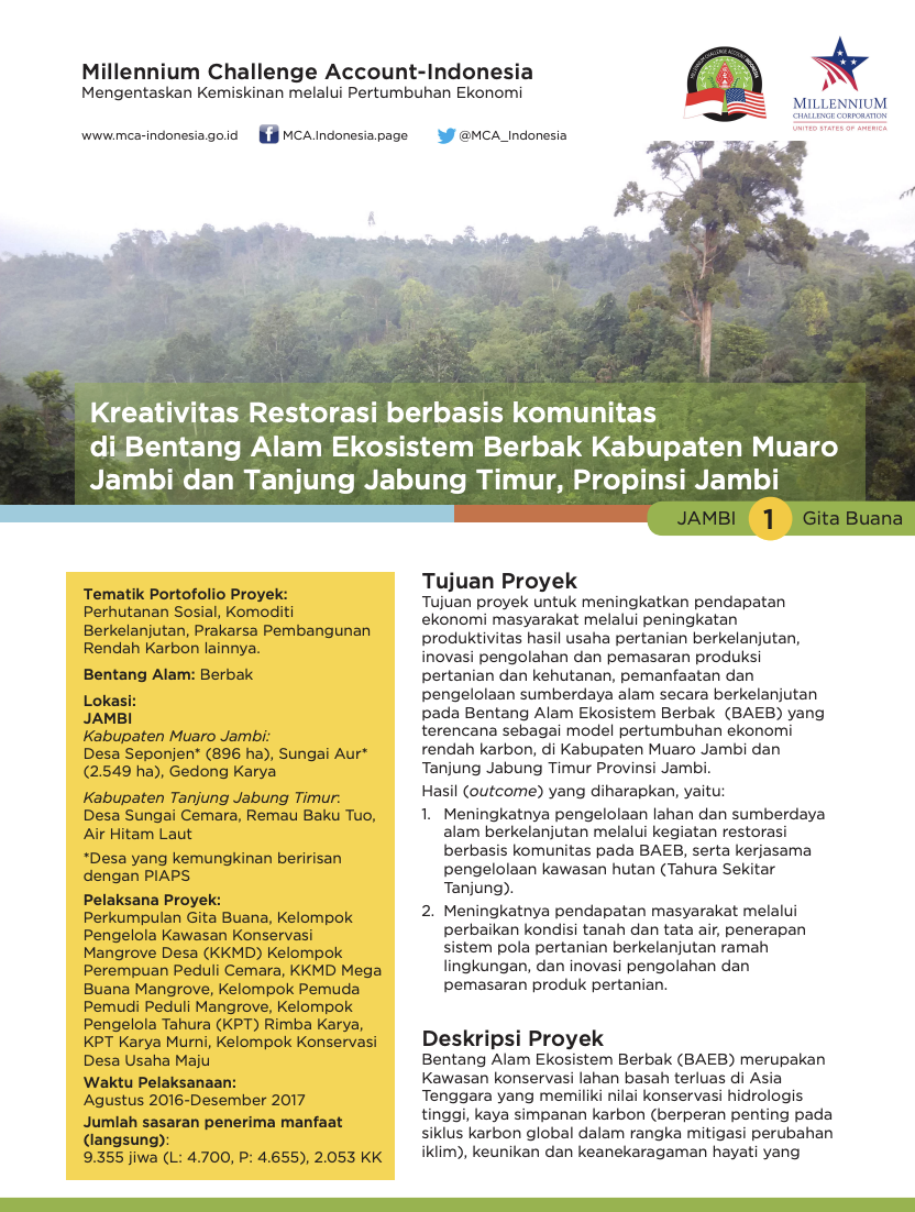 Kreativitas Restorasi Berbasis Komunitas Di Bentang Alam Ekosistem Berbak Kabupaten Muaro Jambi Dan Tanjung Jabung Timur, Propinsi Jambi