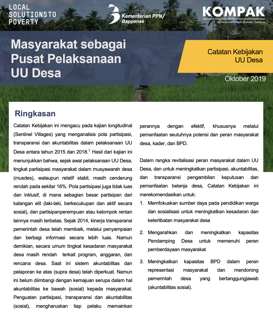 Masyarakat Sebagai Pusat Pelaksanaan Undang-Undang Desa