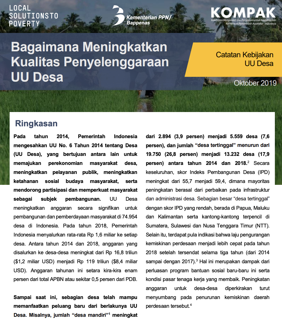 Bagaimana Meningkatkan Kualitas Penyelenggaraan UU Desa