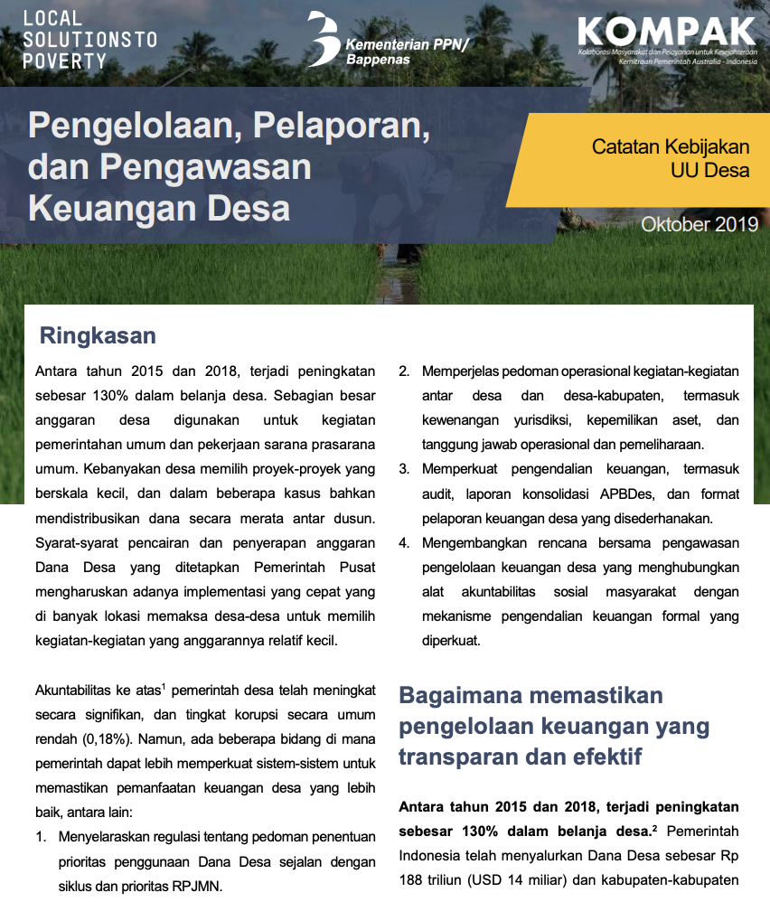 Pengelolaan, Pelaporan, dan Pengawasan Keuangan Desa